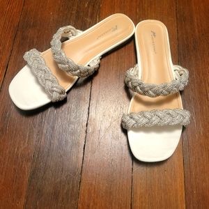 Caloleyng braided sparkly sandals